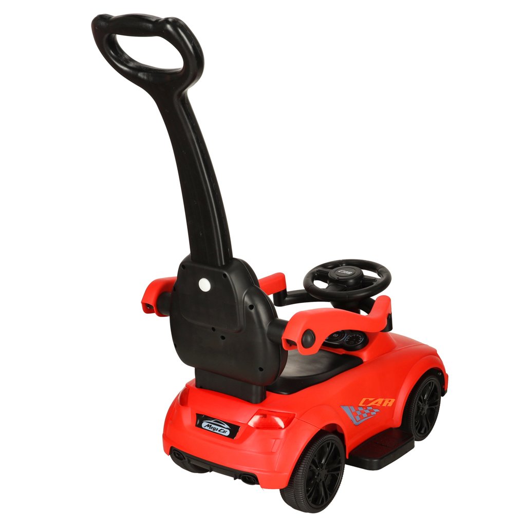 Paspiriamas automobilis su garsu, šviesomis, raudona spalva