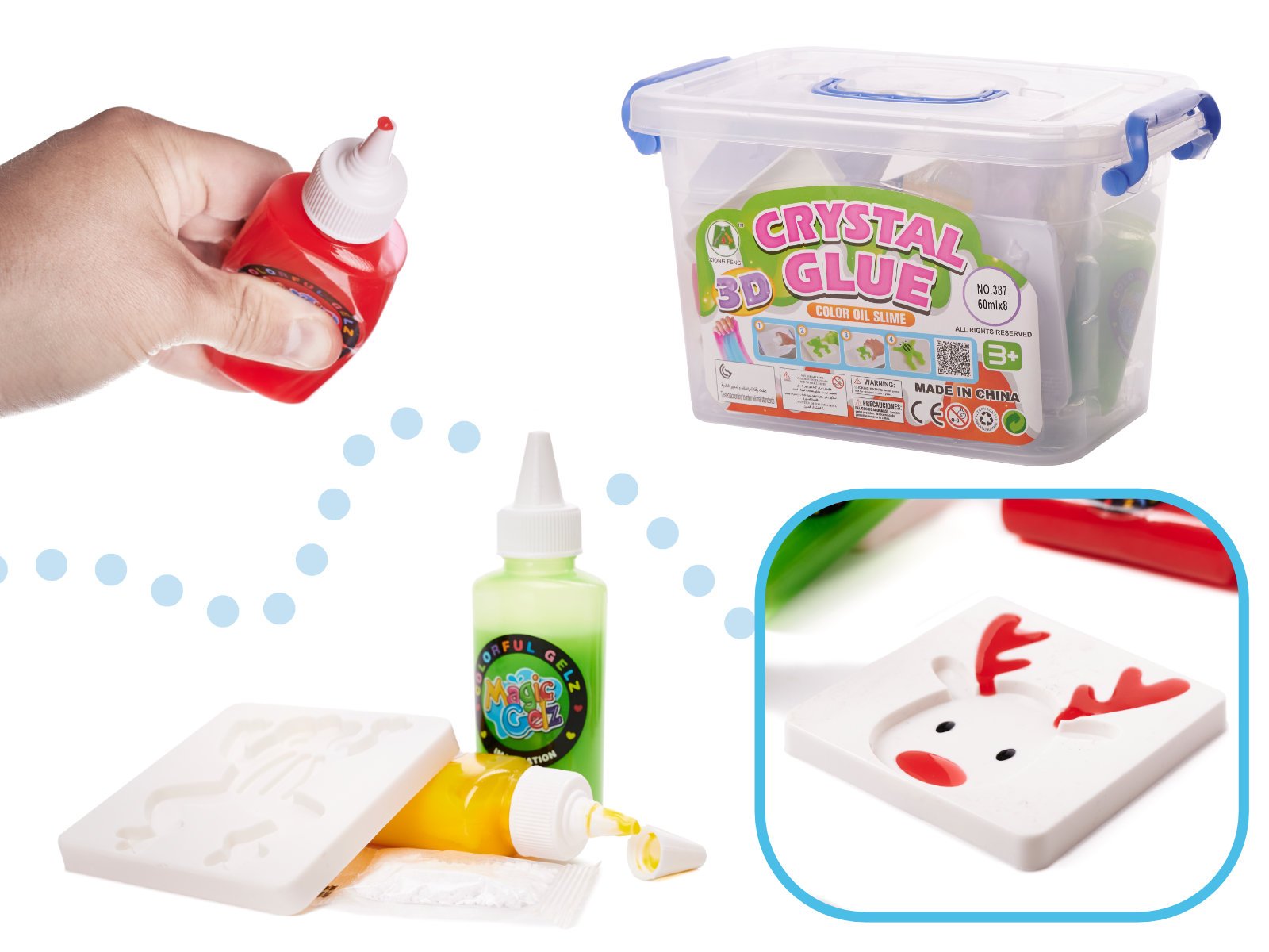 Kūrybinis rinkinys crystal glue slime 3D 26el.