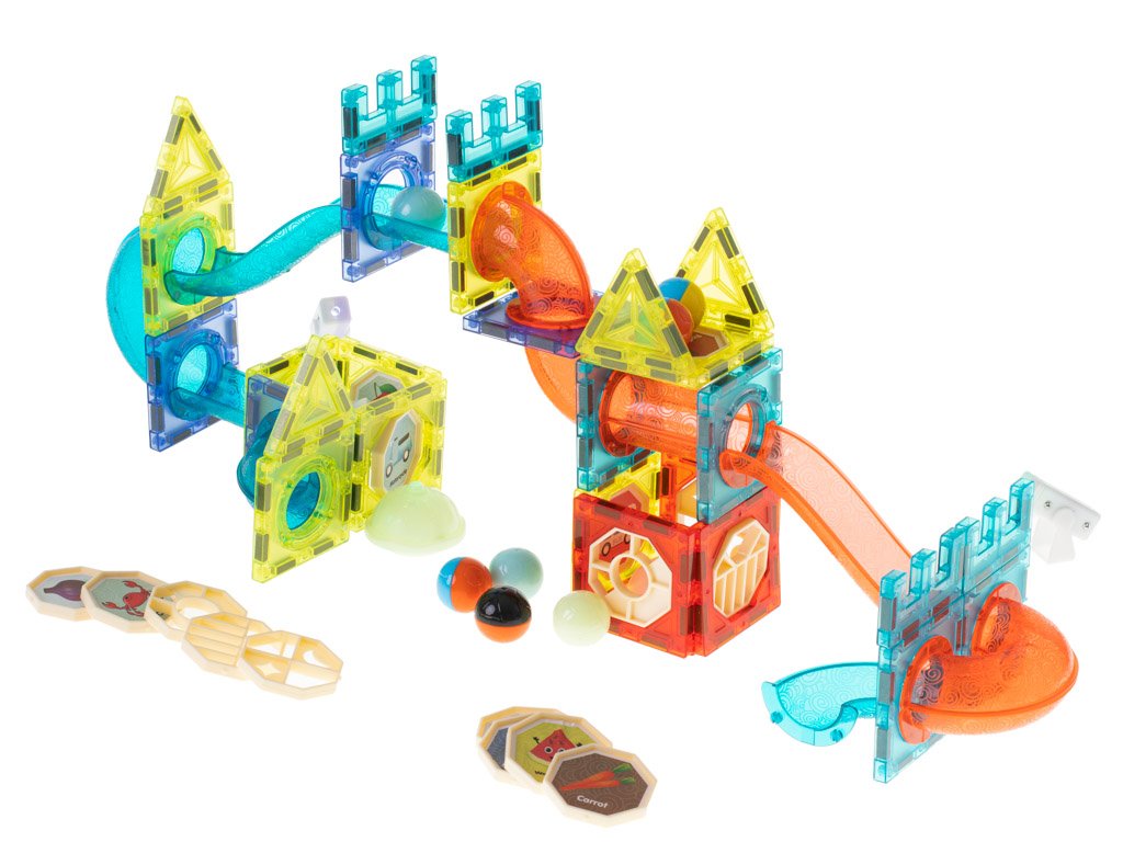 Klocki-magnetyczne-marble-tor-kulkowy-swiecacy-75el-1054791 Šviečianti magnetinė dėlionė 75el
