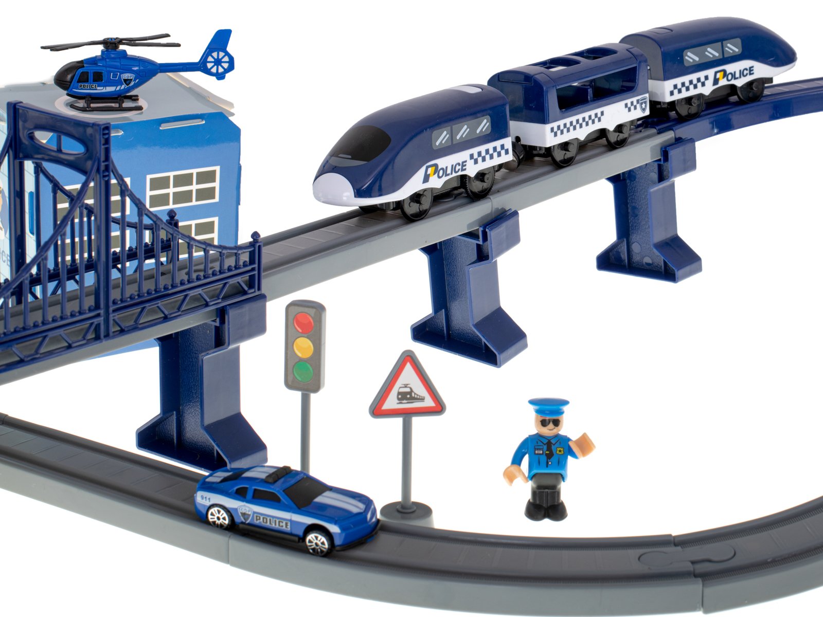 Elektrinio traukinio policijos automobiliai 92 elementai ~300cm