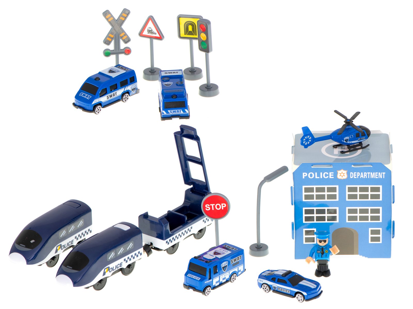 Elektrinio traukinio policijos automobiliai 92 elementai ~300cm