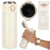 Kubek-termiczny-z-ustnikiem-termos-LED-420ml-bezowy-141189 Termo puodelis su kandikliu LED termosas 420ml smėlio spalvos