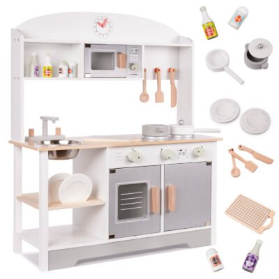 KX6287 Kuchnia drewniana MDF MODERN max + akcesoria 1 Vaikiška medinė virtuvė MDF MODERN CLASSIC+ priedai