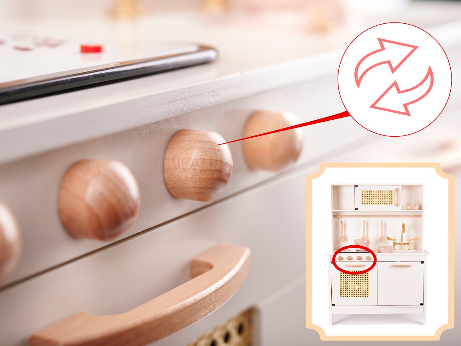 KX6284 Kuchnia drewniana MDF retro z akcesoriami BOHO 5 Vaikiška retro MDF medinė virtuvė su BOHO aksesuarais