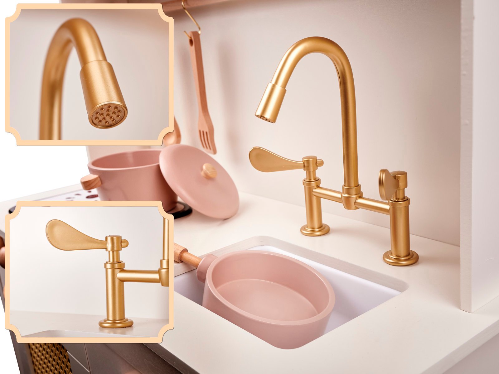 KX6284 Kuchnia drewniana MDF retro z akcesoriami BOHO 8 Vaikiška retro MDF medinė virtuvė su BOHO aksesuarais