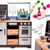 KX6286 Kuchnia drewniana MDF z akcesoriami LOFT 96cm 1-2 Vaikiška medinė MDF virtuvėlė su priedais LOFT XXL 96cm