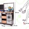 KX6286 Kuchnia drewniana MDF z akcesoriami LOFT 96cm 3 Vaikiška medinė MDF virtuvėlė su priedais LOFT XXL 96cm