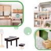 KX5944 Domek dla lalek drewniany apartament Ikonka boho 2 LULILO medinis lėlių namelis FLORO boho LED