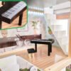 KX5944 Domek dla lalek drewniany apartament Ikonka boho 7 LULILO medinis lėlių namelis FLORO boho LED