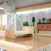 KX5944 Domek dla lalek drewniany apartament Ikonka boho 9 LULILO medinis lėlių namelis FLORO boho LED