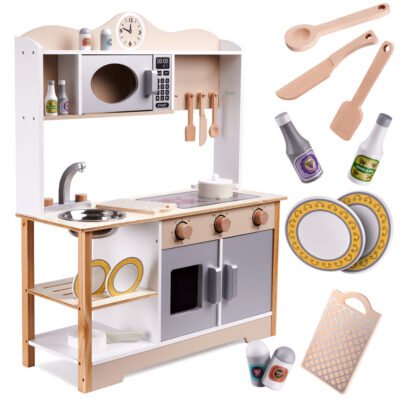 KX5548_1 Kuchnia drewniana MDF LULILO Kuko + akcesoria 1 LULILO vaikiška medinė virtuvė MDF KUKETO + priedai