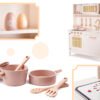 KX6284 Kuchnia drewniana MDF retro z akcesoriami BOHO 2 Vaikiška retro MDF medinė virtuvė su BOHO aksesuarais