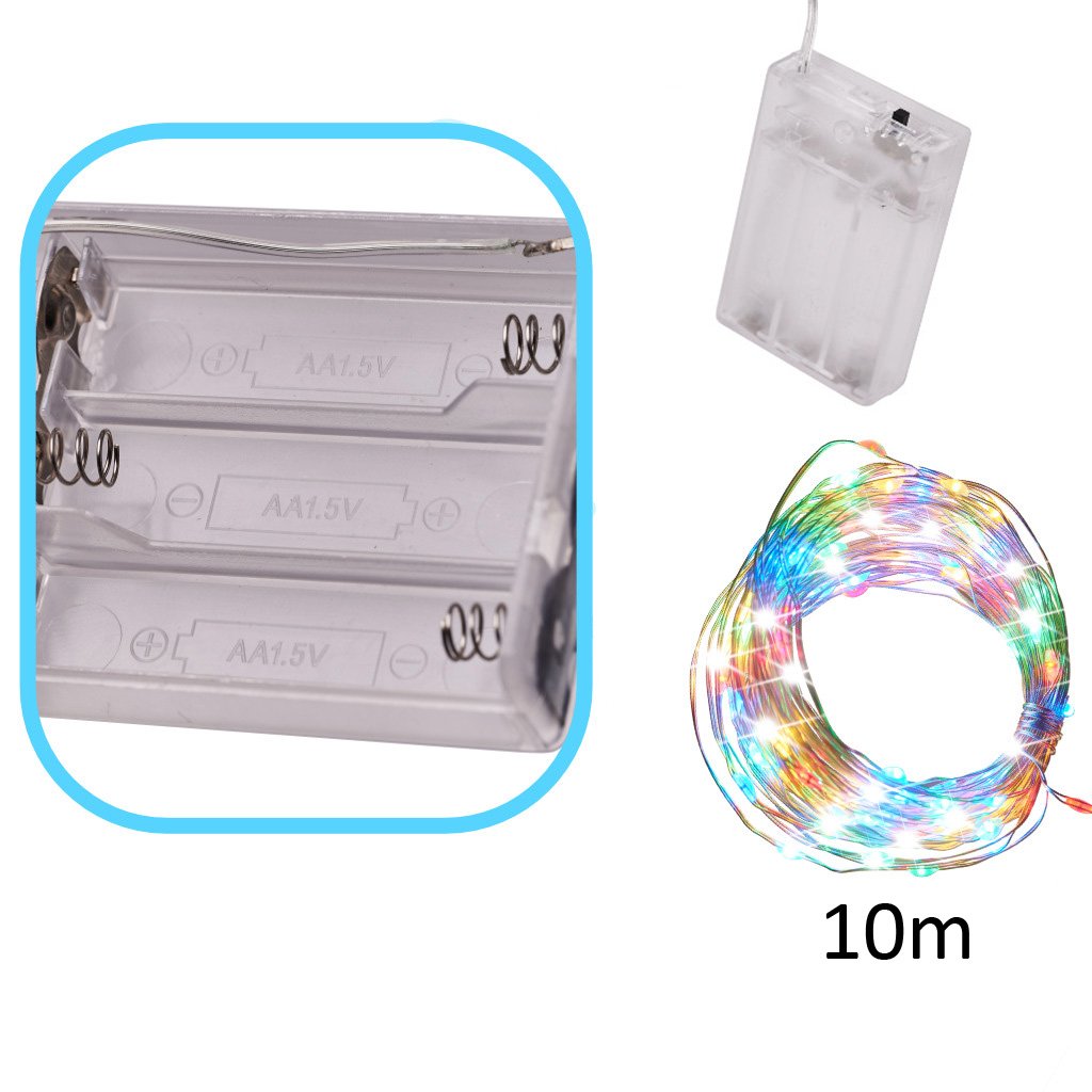 Lampki-LED-druciki-dekoracyjne-10m-100LED-multikolor-154532 LED dekoratyvinės vielos žibintai 10 m 100LED daugiaspalvis