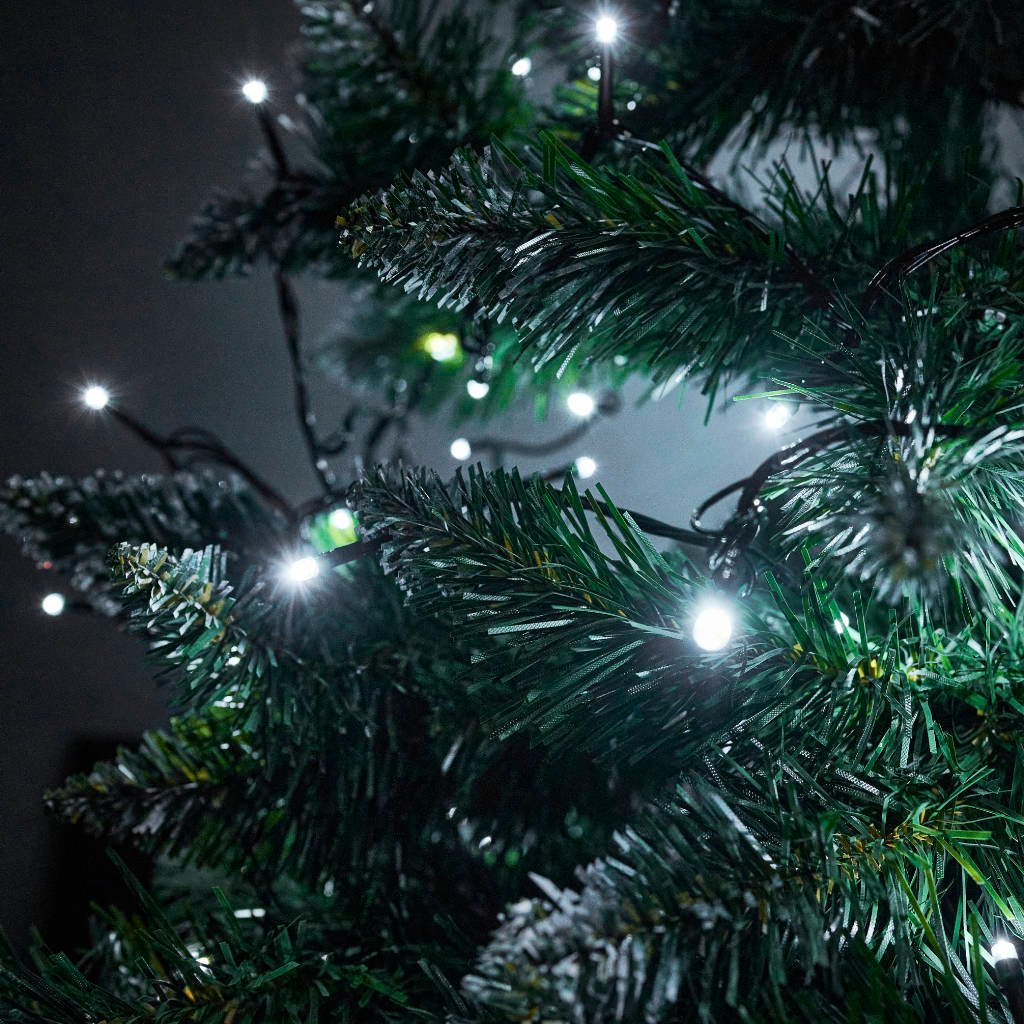 LED žibintai šviesos grandinė 10m 100LED šaltai balta