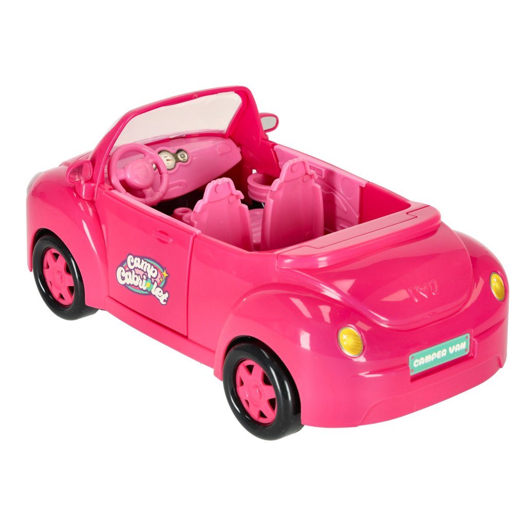 Samochod-dla-lalek-kabriolet-zestaw-piknikowy-szczeniak-rozowy-4-el-156008 Lėlės automobilis kabrioletas pikniko rinkinys lėlė šuo rožinis 4 el.