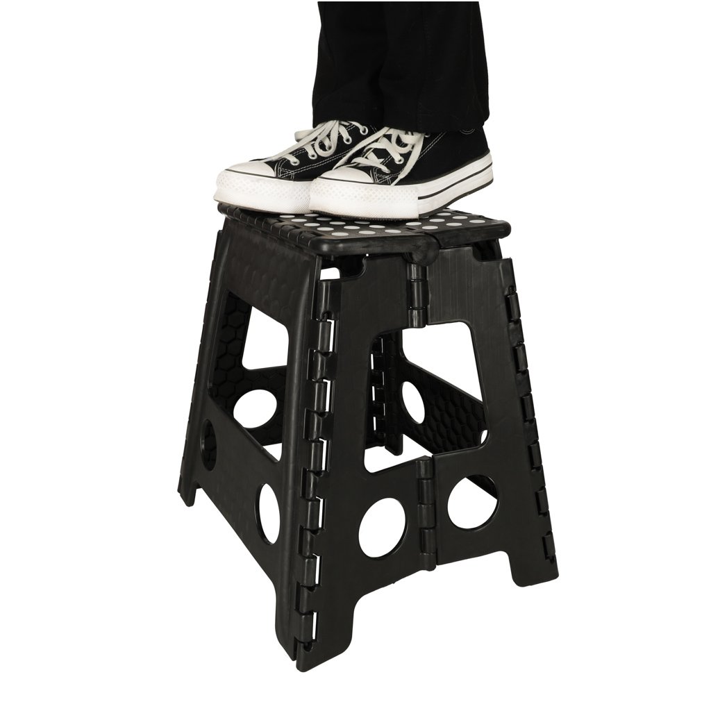 Stolek-taboret-skladany-antyposlizgowy-39cm-czarny-158451 Neslystanti sulankstoma taburetė 39 cm juoda