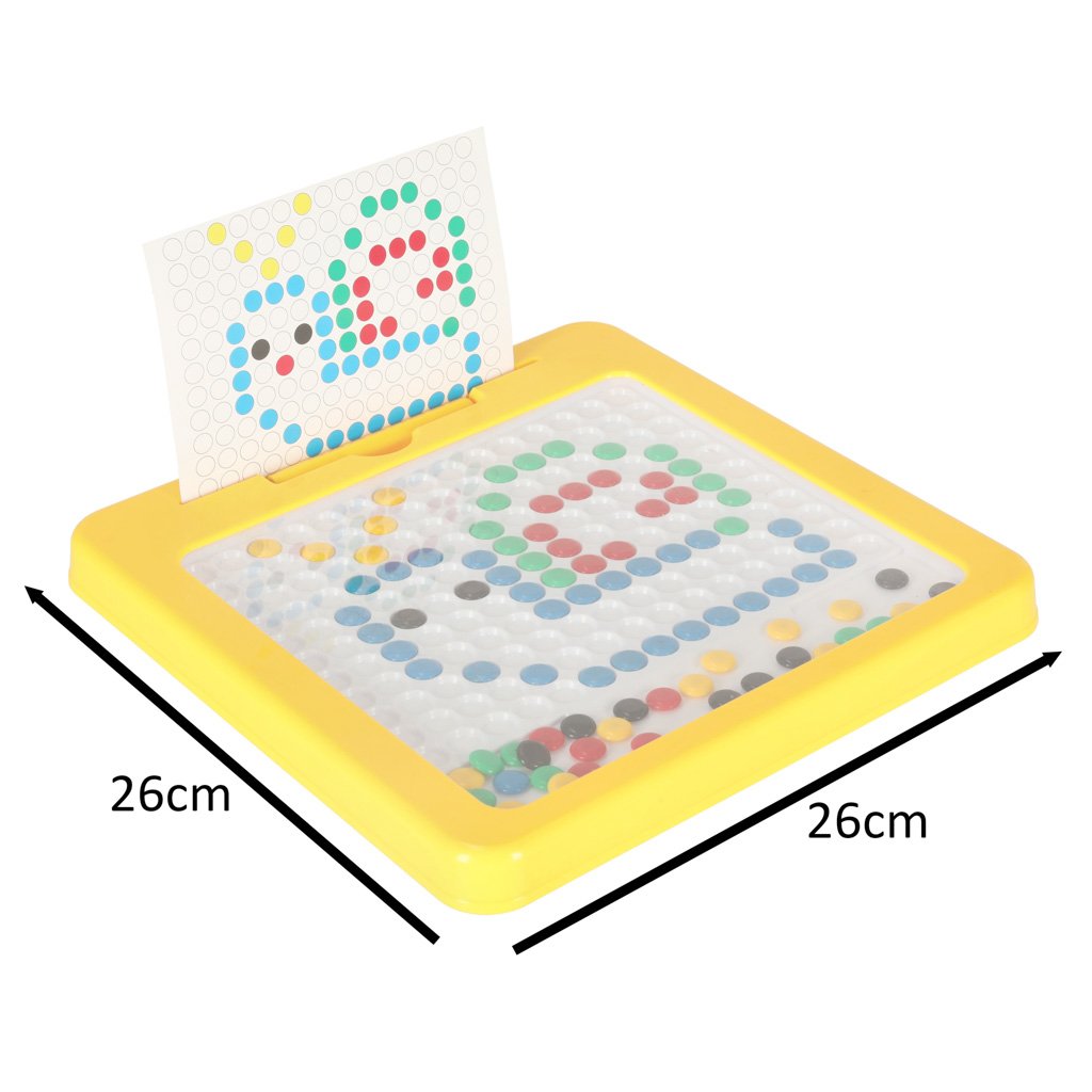 Tablica-magnetyczna-montessori-mozaika-kolorowe-kropki-zolta-26-x-26-cm-153890 Magnetinės montessori lentos taškai geltoni