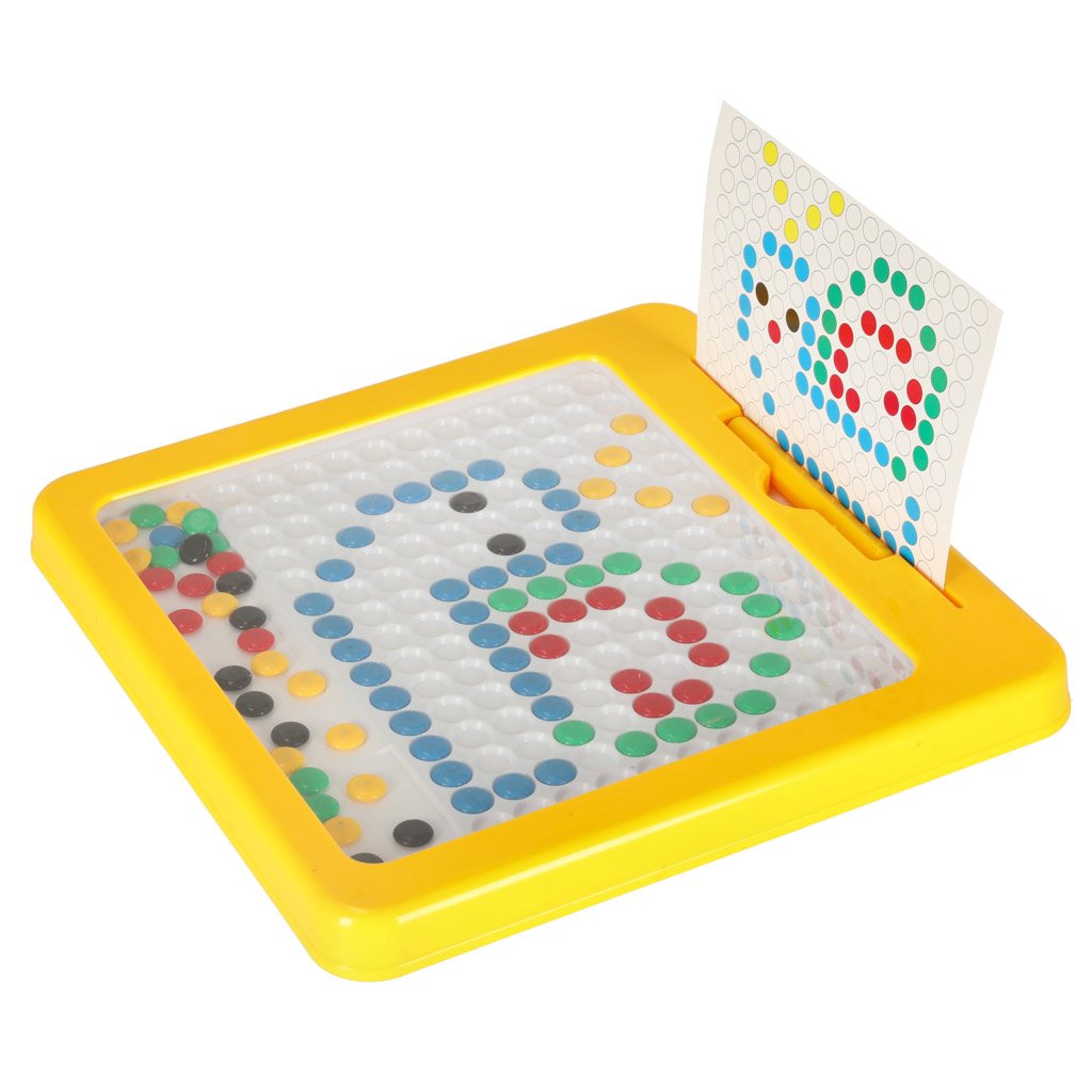 Tablica-magnetyczna-montessori-mozaika-kolorowe-kropki-zolta-26-x-26-cm-153891 Magnetinės montessori lentos taškai geltoni