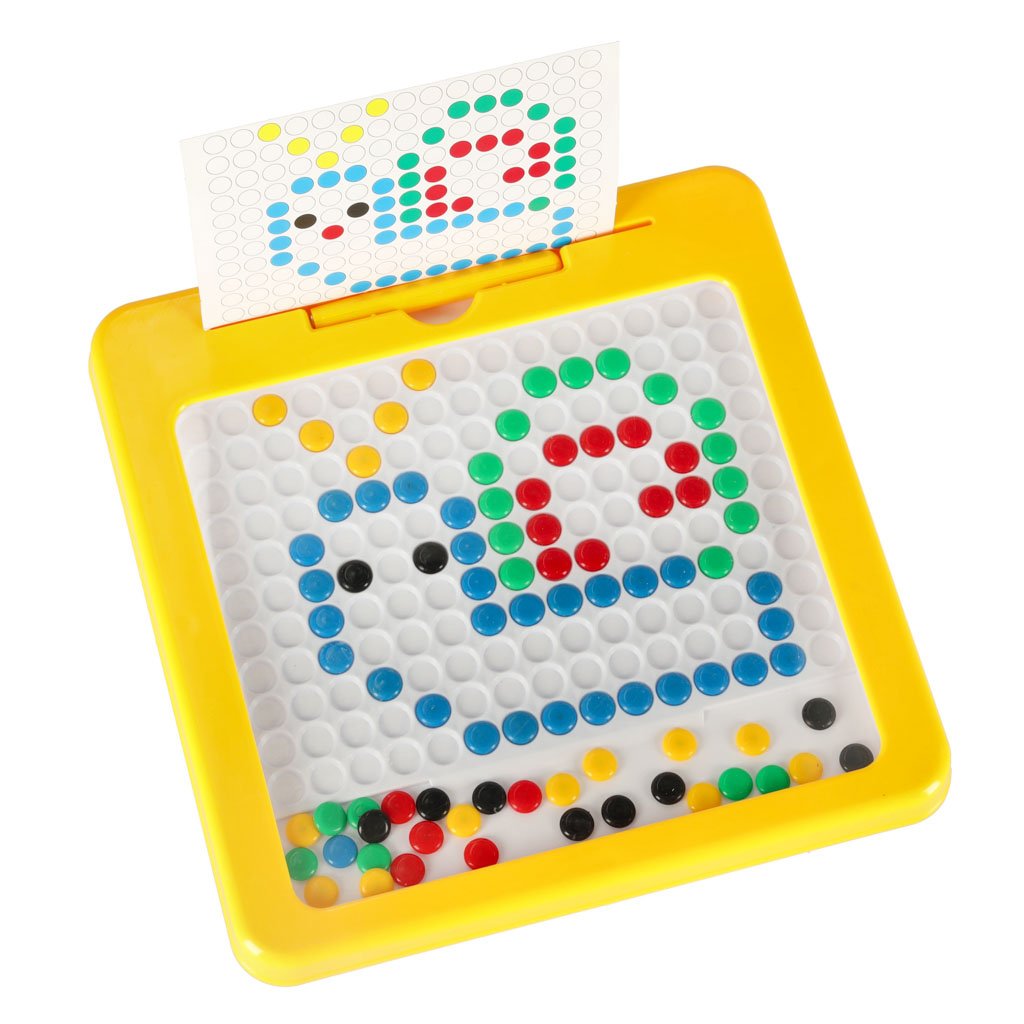 Tablica-magnetyczna-montessori-mozaika-kolorowe-kropki-zolta-26-x-26-cm-153892 Magnetinės montessori lentos taškai geltoni