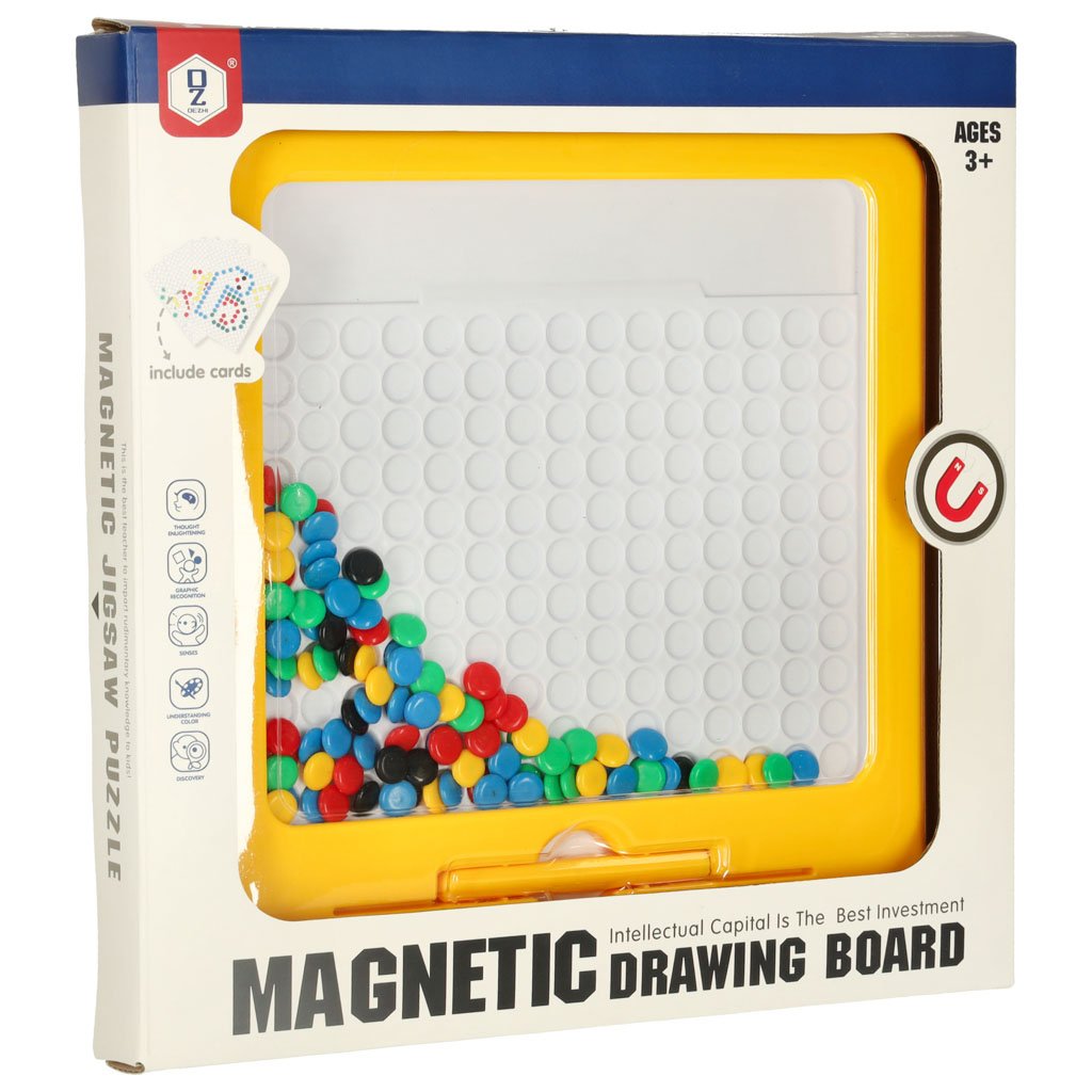Tablica-magnetyczna-montessori-mozaika-kolorowe-kropki-zolta-26-x-26-cm-153896 Magnetinės montessori lentos taškai geltoni