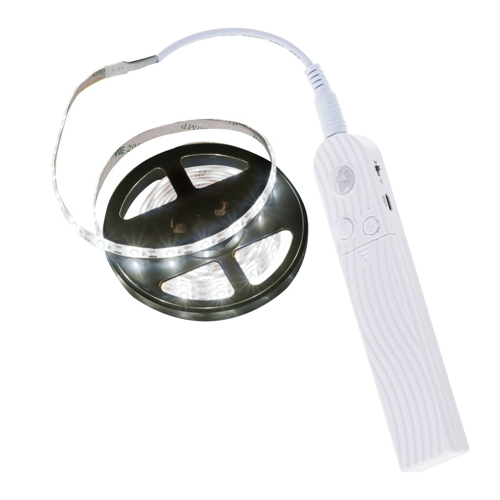 Tasma-LED-na-baterie-USB-czujnik-ruchu-2M-zimny-bialy-130905 USB baterija maitinamas judesio detektorius LED juosta 2M šaltai baltos spalvos