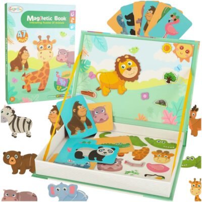 Ukladanka-puzzle-magnetyczne-zwierzeta-safari-47el-141416 Magnetinė dėlionė safario gyvūnai 47el.