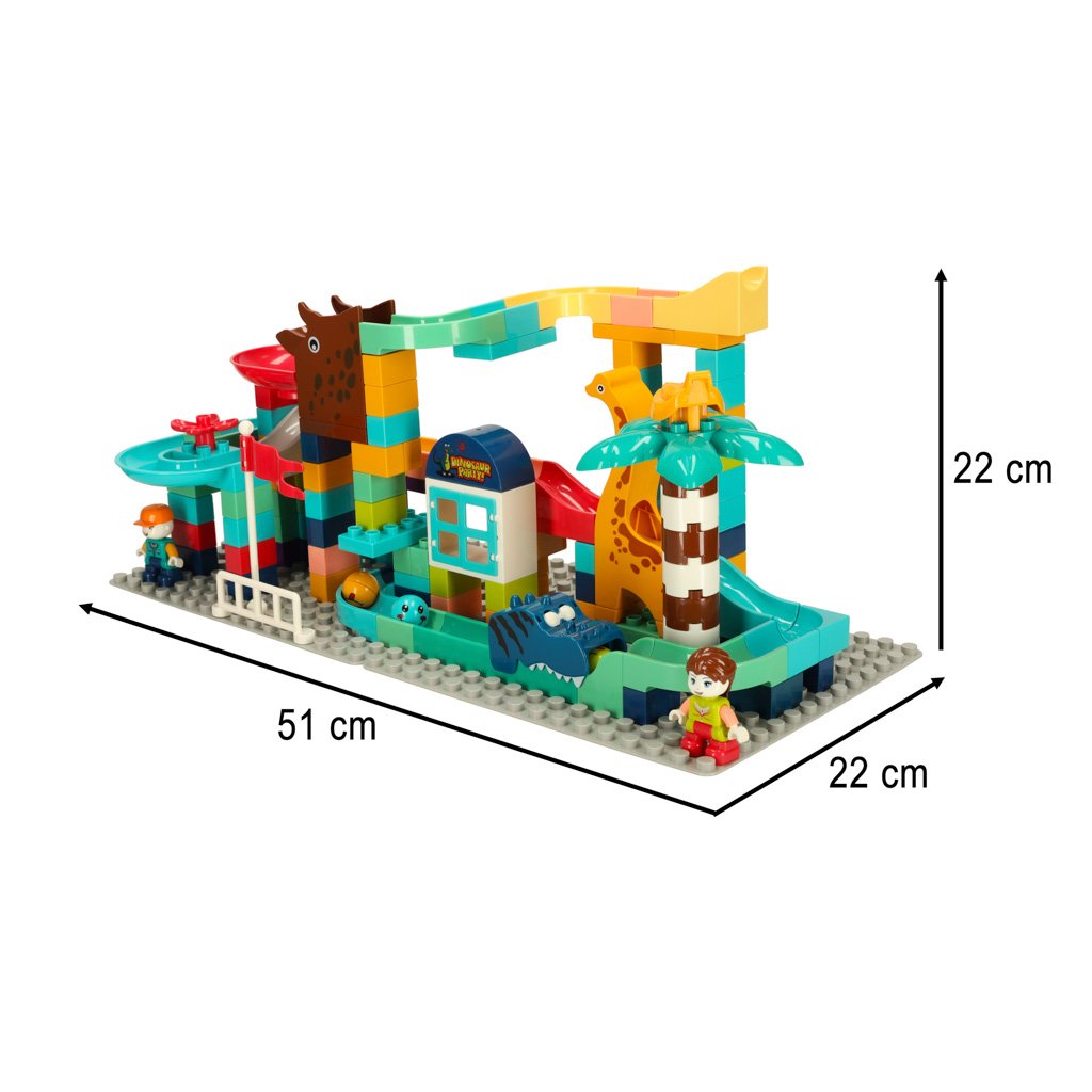 Klocki-konstrukcyjne-tor-kulkowy-147-el-Bibi-inn-160965 Kūrybiniai blokai dinozaurų parko kamuoliukų takas 147sz