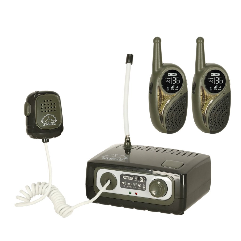 Vaikams skirtas "Walkie Talkie" radijo imtuvų rinkinys su PBX chaki spalvos