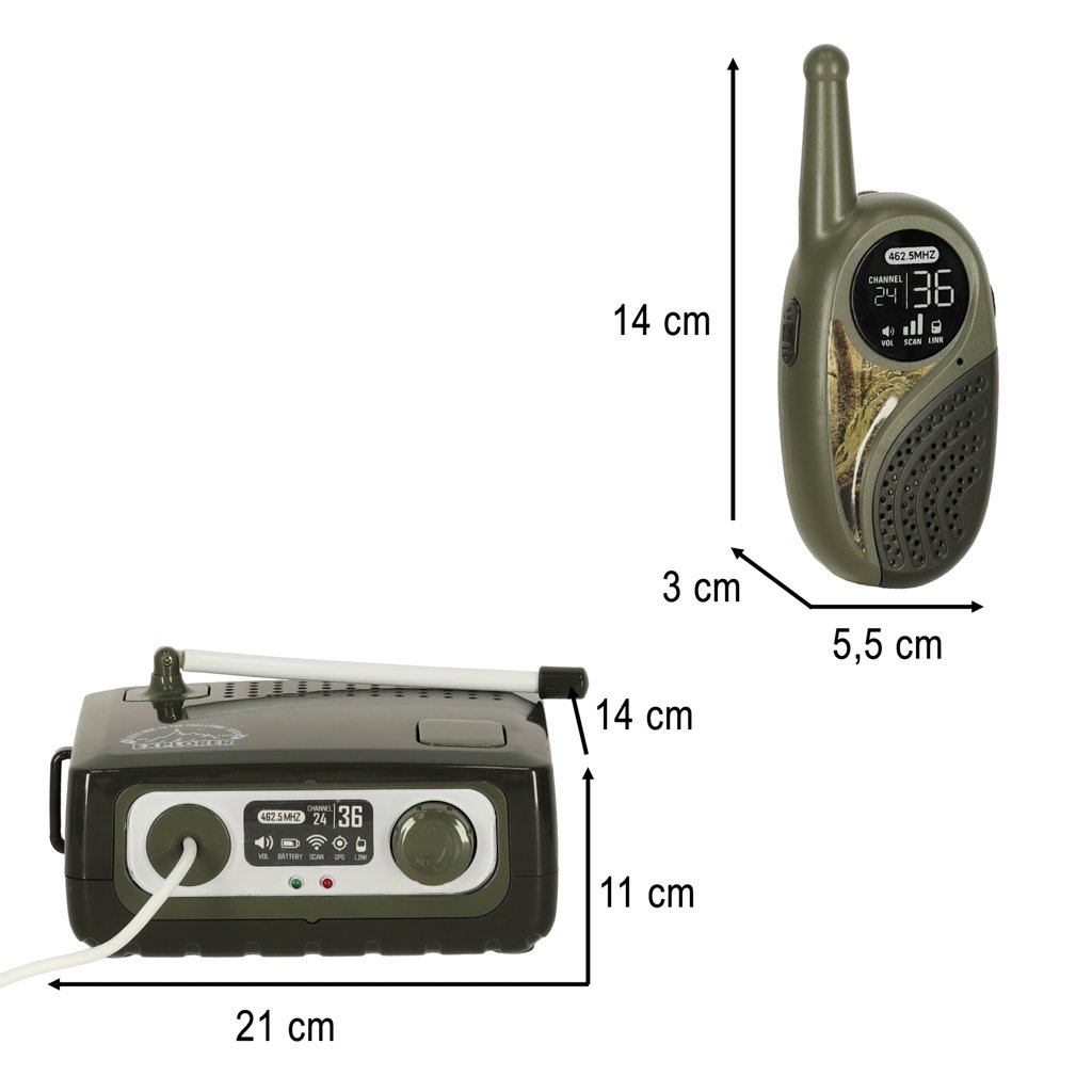 Vaikams skirtas "Walkie Talkie" radijo imtuvų rinkinys su PBX chaki spalvos