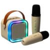 Zestaw-do-karaoke-2-mikrofony-glosnik-przenosny-BLUETOOTH-USB-LED-bezowy-162834 Karaokės rinkinys 2 mikrofonai + nešiojamas garsiakalbis BLUETOOTH USB LED smėlio spalvos