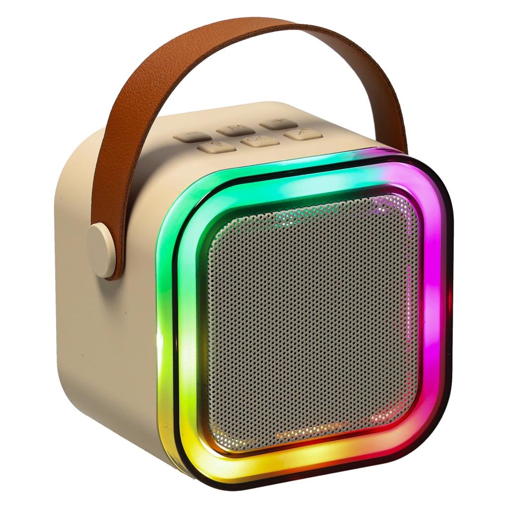 Zestaw-do-karaoke-2-mikrofony-glosnik-przenosny-BLUETOOTH-USB-LED-bezowy-162836 Karaokės rinkinys 2 mikrofonai + nešiojamas garsiakalbis BLUETOOTH USB LED smėlio spalvos