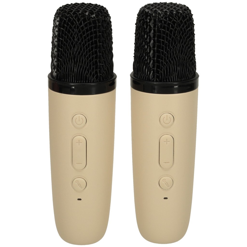 Zestaw-do-karaoke-2-mikrofony-glosnik-przenosny-BLUETOOTH-USB-LED-bezowy-162840 Karaokės rinkinys 2 mikrofonai + nešiojamas garsiakalbis BLUETOOTH USB LED smėlio spalvos