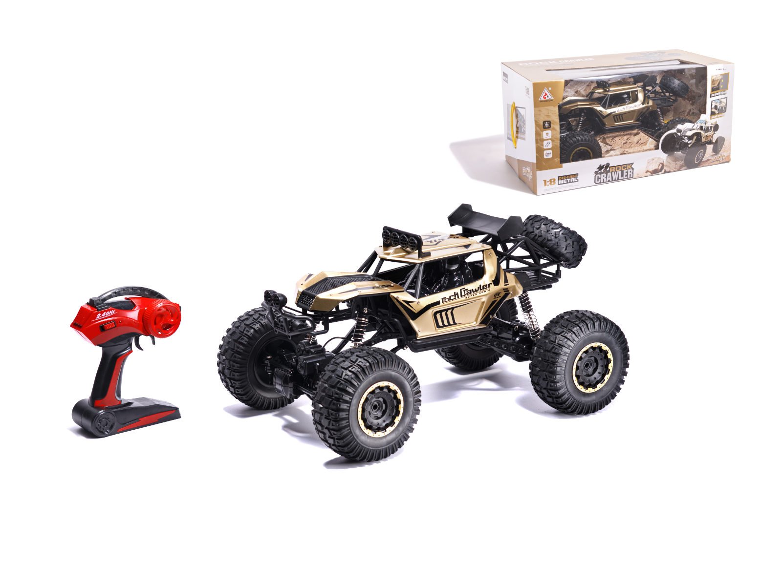 Samochód RC Rock Crawler 18 2.4GHz 51 x 30cm 1 RC automobilis Rock Crawler 2.4GHz 1:8 51cm aukso spalvos
