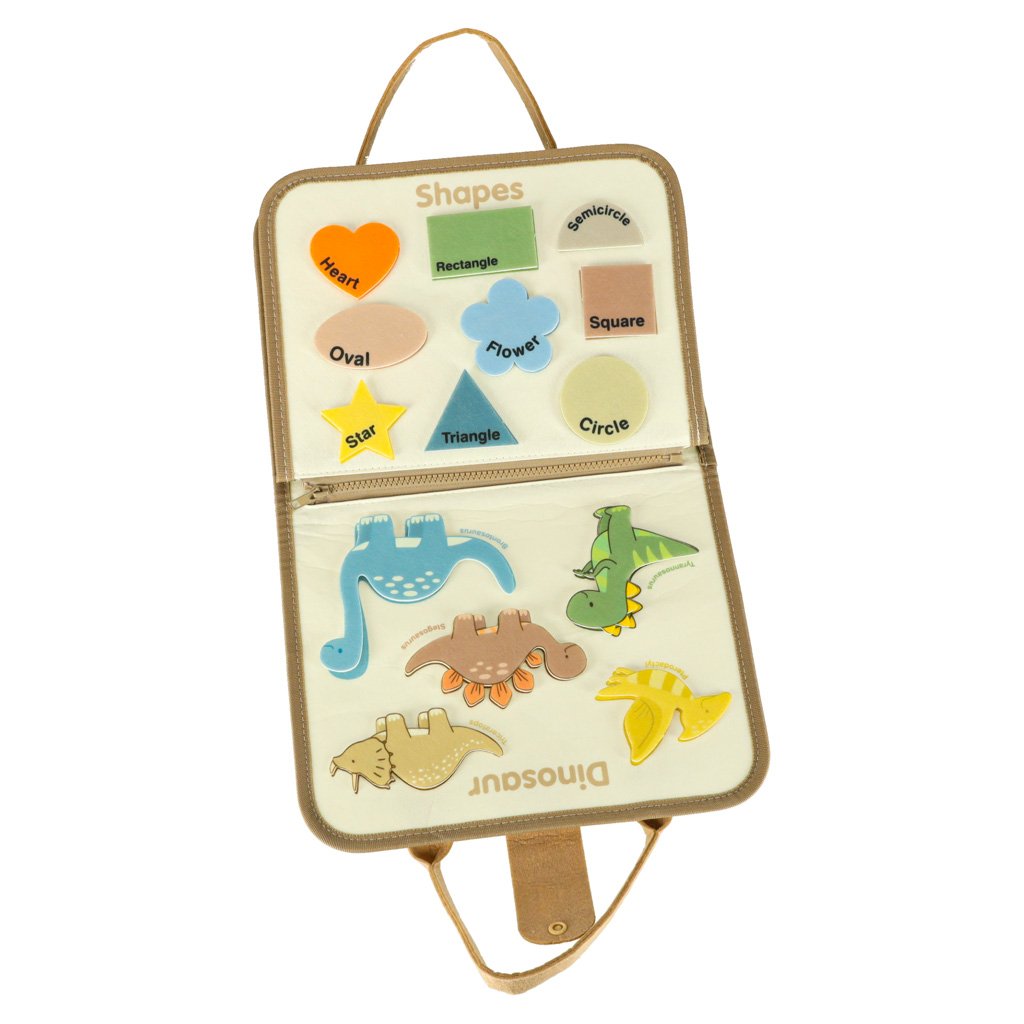Tablica-manipulacyjna-sensoryczna-montessori-walizka-dinozaury-171536 Sensorinis manipuliacinis dėklas "Dinozaurai"