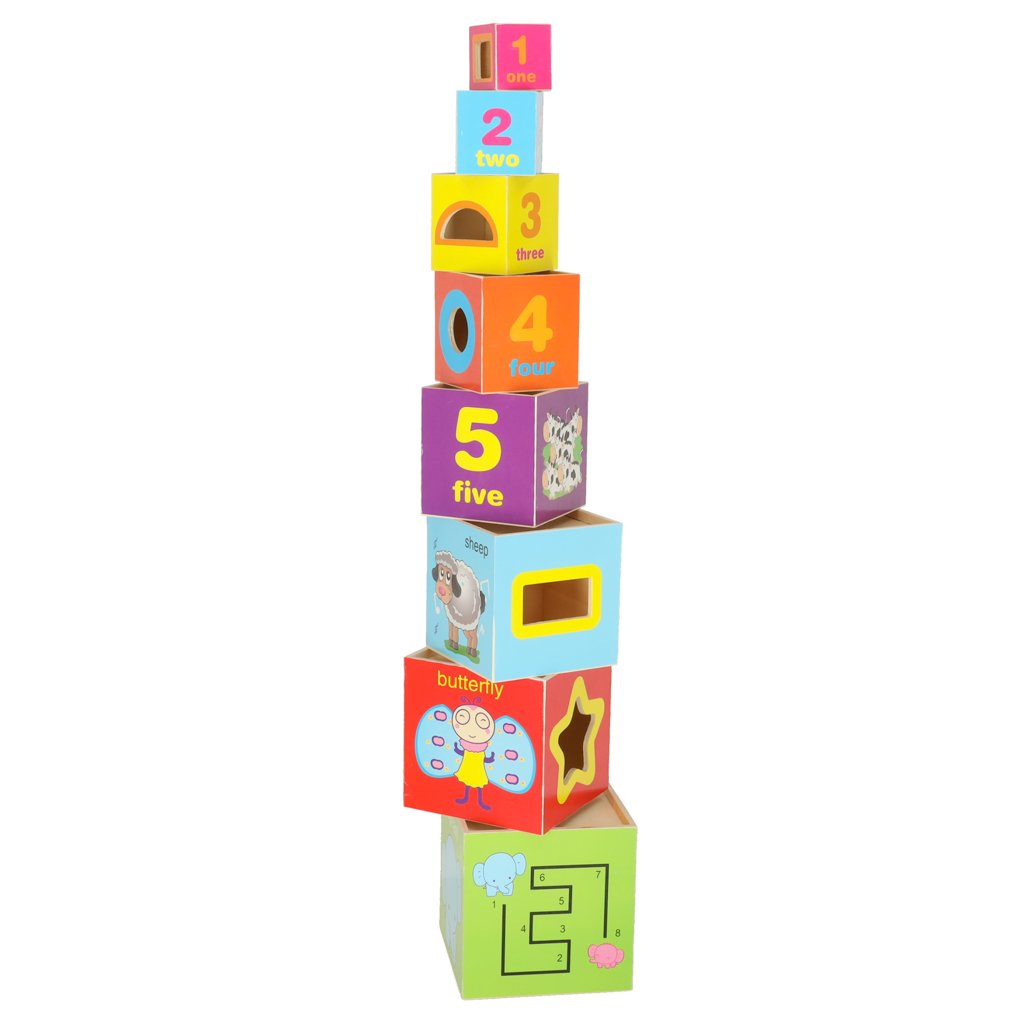 Wieza-edukacyjna-drewniana-sorter-ksztalty-nauka-liczenia-71cm-XXL-170488 Piramidinė dėlionė "Skaičiuokime gyvūnus"