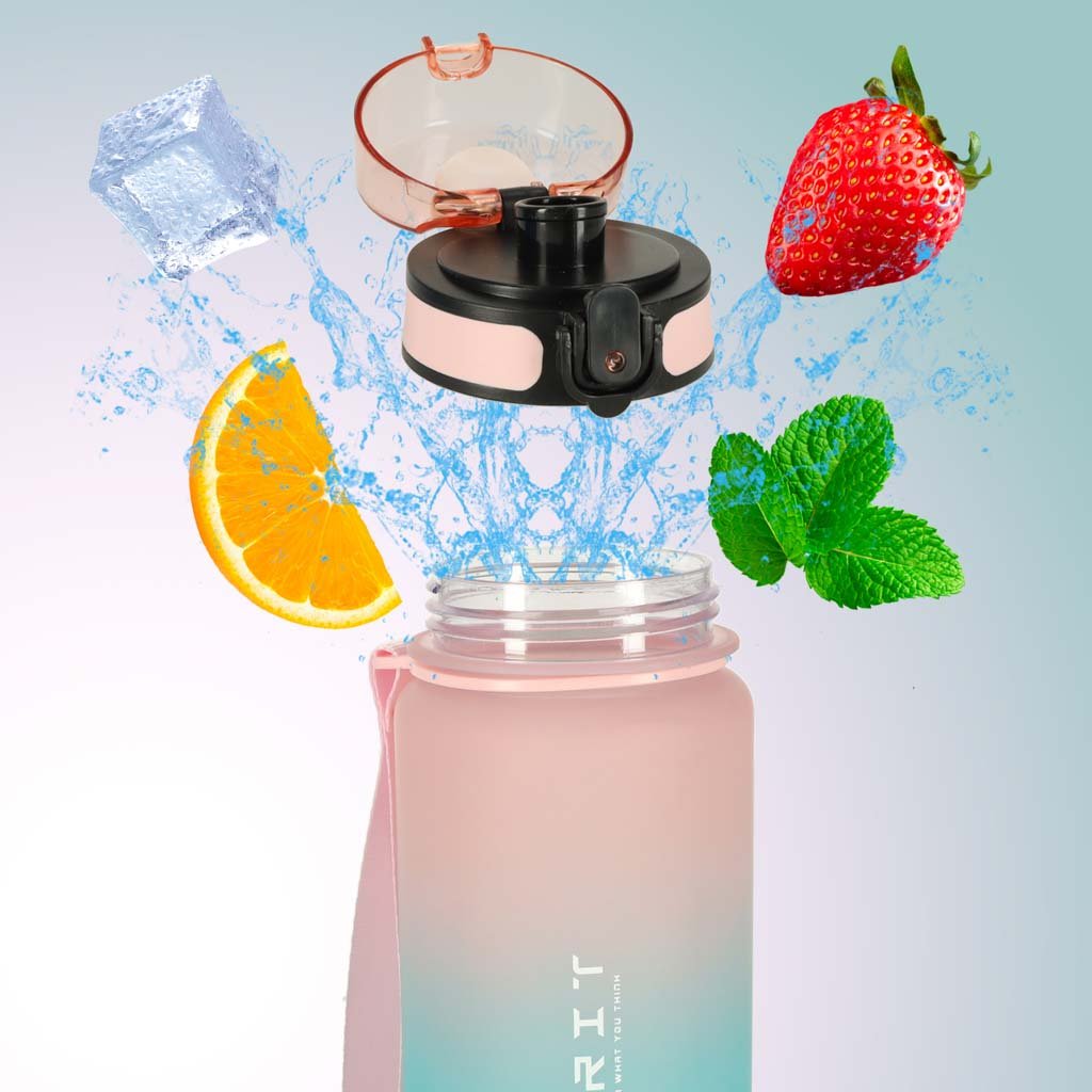 Butelka-na-wode-bidon-ze-slomka-uchwytem-sportowy-600ml-rozowo-niebieski-174076 Gertuvė su rankena 600 ml rožinės-mėlynos spalvos