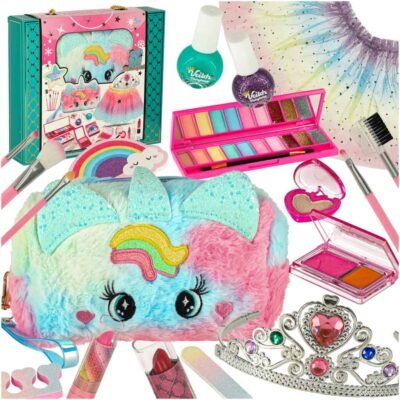 Kosmetyki-do-makijazu-make-up-lakiery-torebka-spodniczka-zestaw-22-elementy-173761 Vaikiškas makiažo ir manikiūro rinkinys ž sijonėlis ir karūna "