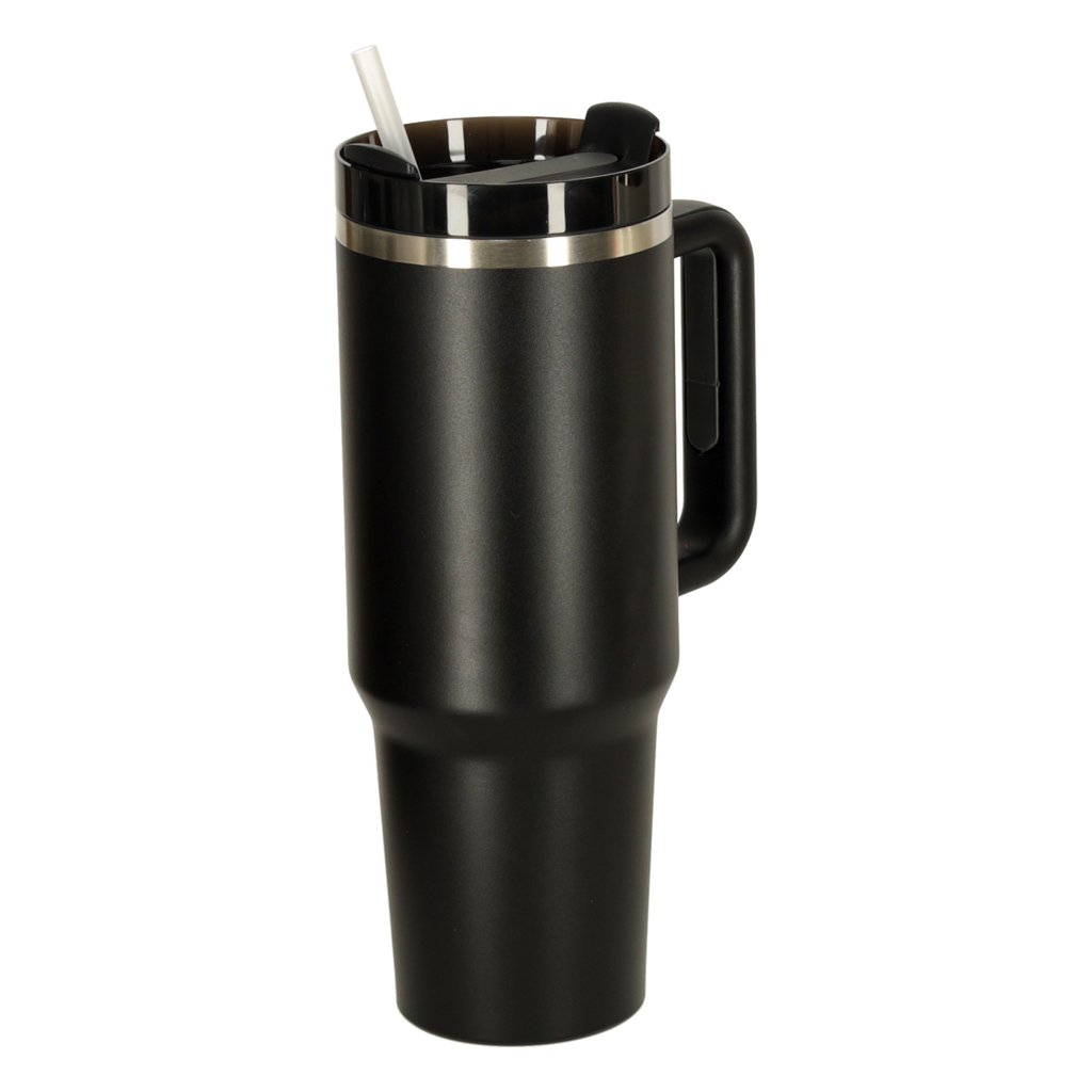 Kubek-termiczny-ze-slomka-i-uchwytem-termos-1200ml-czarny-174015 Termo puodelis su šiaudeliu ir rankenėle 1200ml juodas