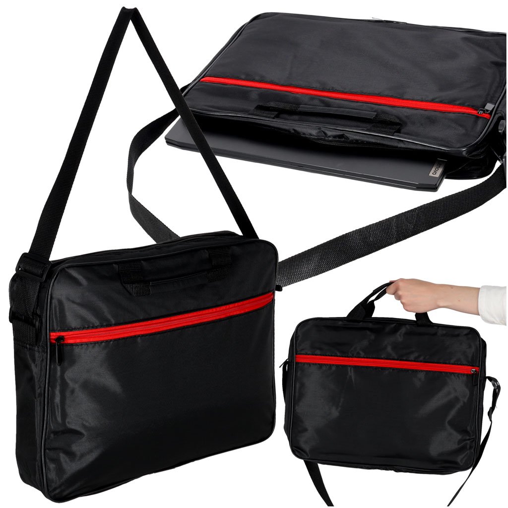 Torba-na-laptopa-15-6-cali-etui-pokrowiec-z-paskiem-teczka-damska-meska-czarna-174695 Vaikiškas kelioninis lagaminas ant ratukų su ledais
