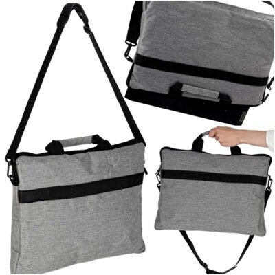 Torba-na-laptopa-15-6-cali-etui-pokrowiec-z-paskiem-teczka-damska-meska-mocna-szara-174713 Nešiojamojo kompiuterio krepšys su rankena, pilkas