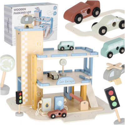 Garaz-drewniany-parking-samochodowy-pietrowy-stacja-benzynowa-178925 Medinis garažas Automobilių stovėjimo aikštelė Dviejų aukštų degalinė