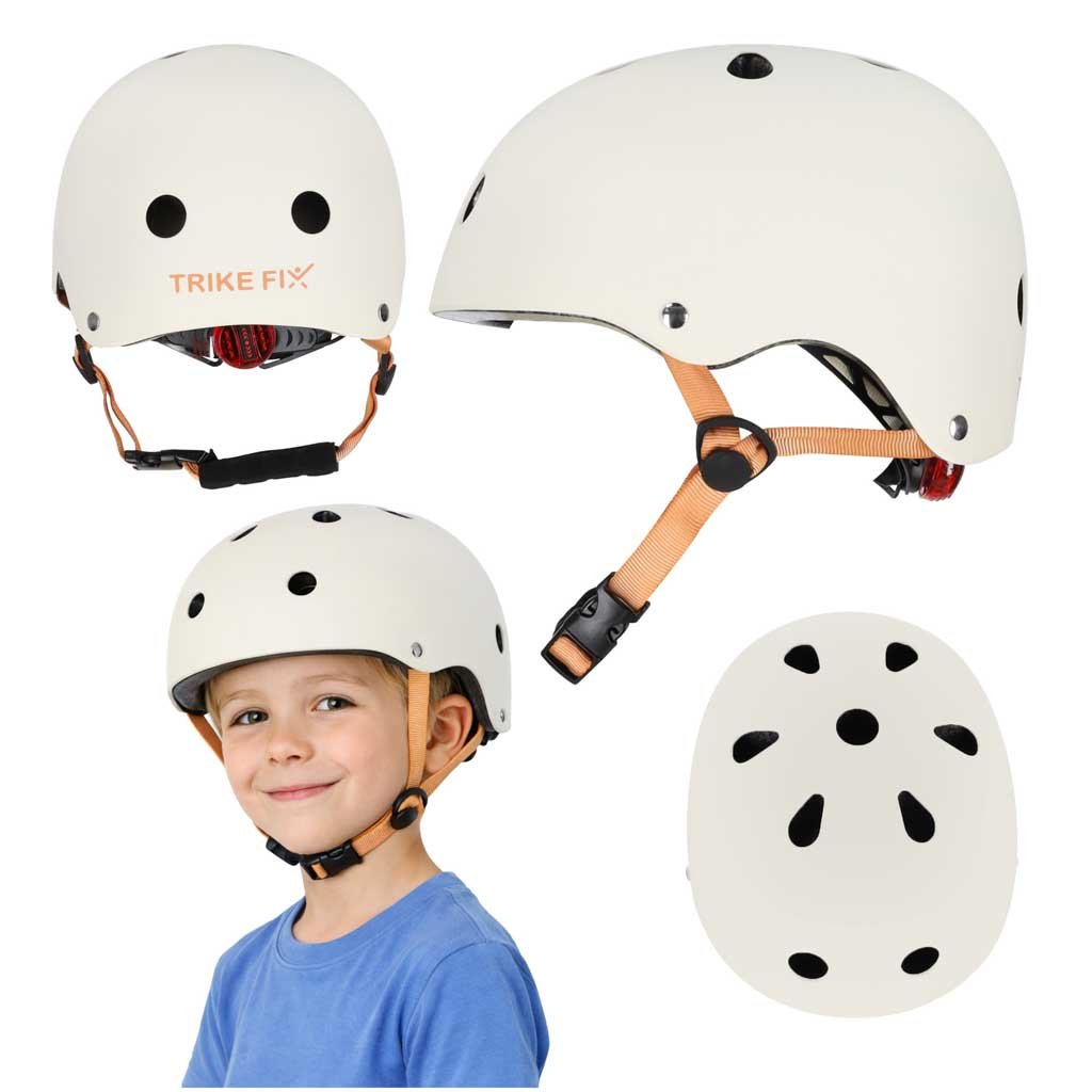 KX2814_5126667 Trike Fix vaikiškas dviratininko šalmas reguliuojamas LED S 48-54cm smėlio spalvos