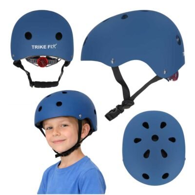 Trike Fix vaikiškas dviratininko šalmas reguliuojamas LED M 55-58cm tamsiai mėlynas