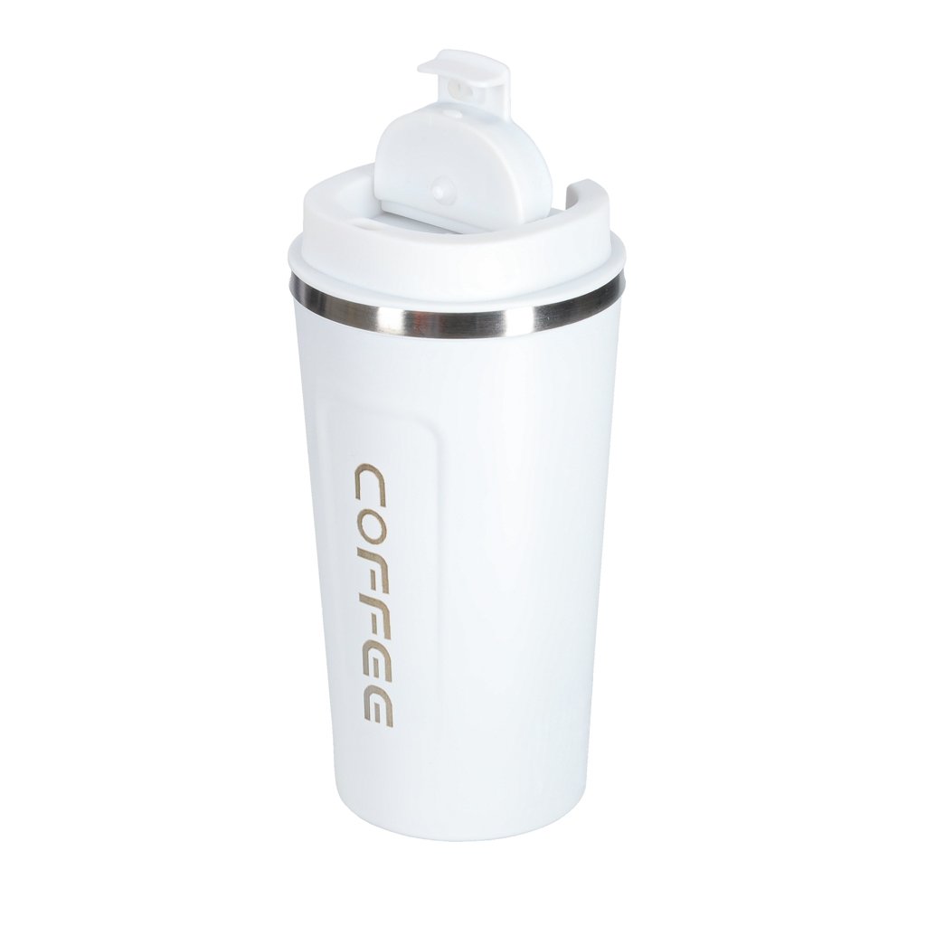LED kelioninis puodelis su kandikliu 500ml, baltas