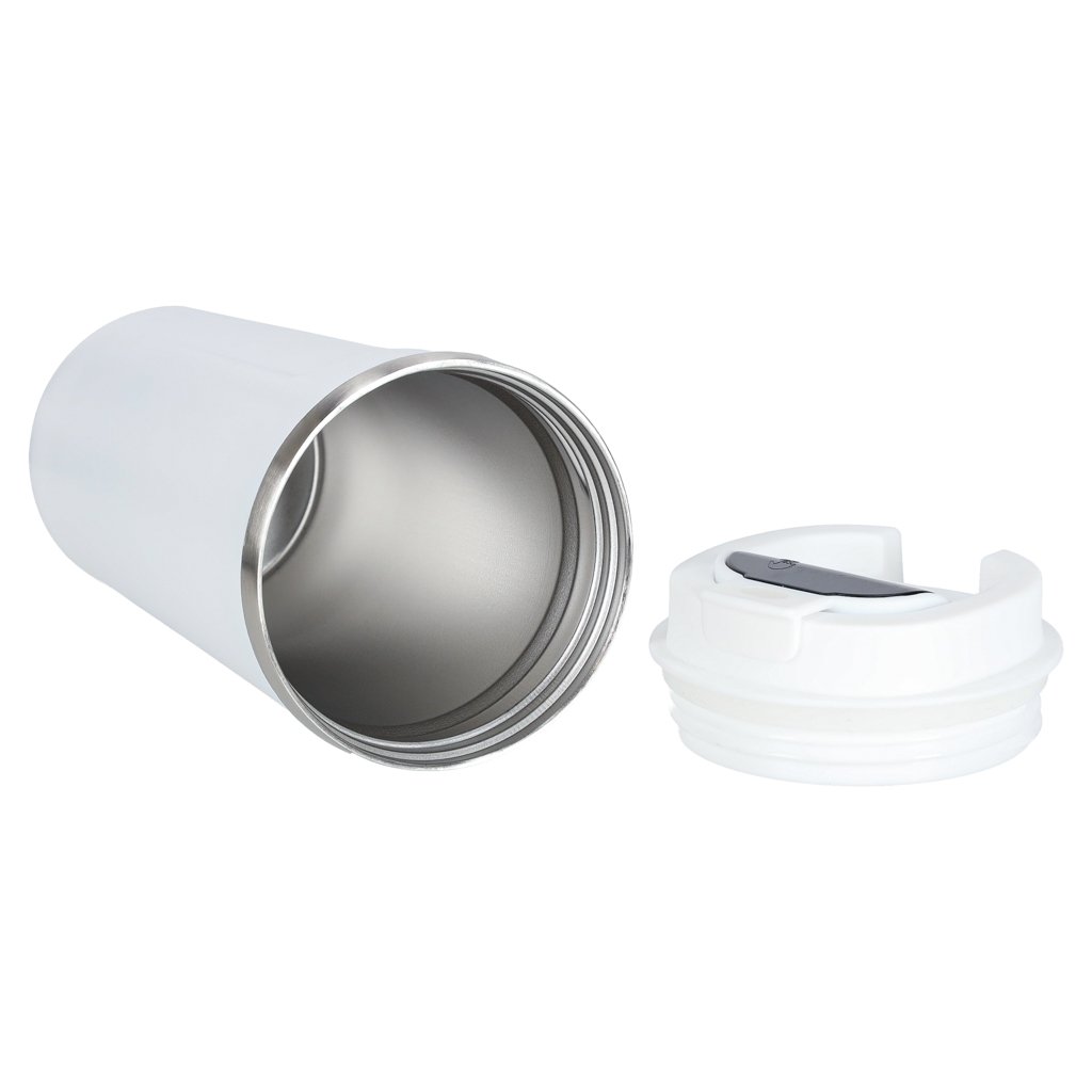 LED kelioninis puodelis su kandikliu 500ml, baltas