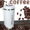 LED kelioninis puodelis su kandikliu 500ml, baltas