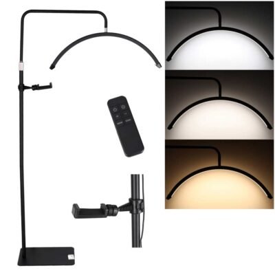 Lampa-do-przedluzania-rzes-LED-36W-regulowana-kosmetyczna-bezcieniowa-luk-czarna-192605 Blakstienų priauginimo lempa LED 36W reguliuojama kosmetikos be šešėlių lanko juoda