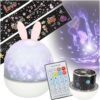 Lampka-nocna-projektor-gwiazd-LED-USB-obrotowy-6-motywow-pilot-krolik-176378 LED žvaigždžių projektoriaus naktinė šviesa USB pasukamas 6 motyvai nuotolinio valdymo pultas triušis