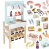 Market-drewniany-LULILO-Melo-stragan-supermarket-z-kasa-176659 LULILO Melo medinis prekystalis prekybos centre su kasos aparatu