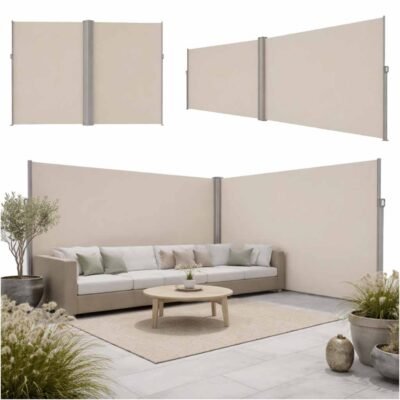 Markiza-narozna-boczna-tarasowa-LUARO-parawan-zwijany-181-x-620-cm-bezowy-182997 LUARO kampinė šoninė terasos markizė su ištraukiamu ekranu 180 x 620 cm, smėlio spalvos
